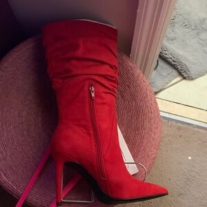 Jessica Simpson Vibrant Red Heeled Boots